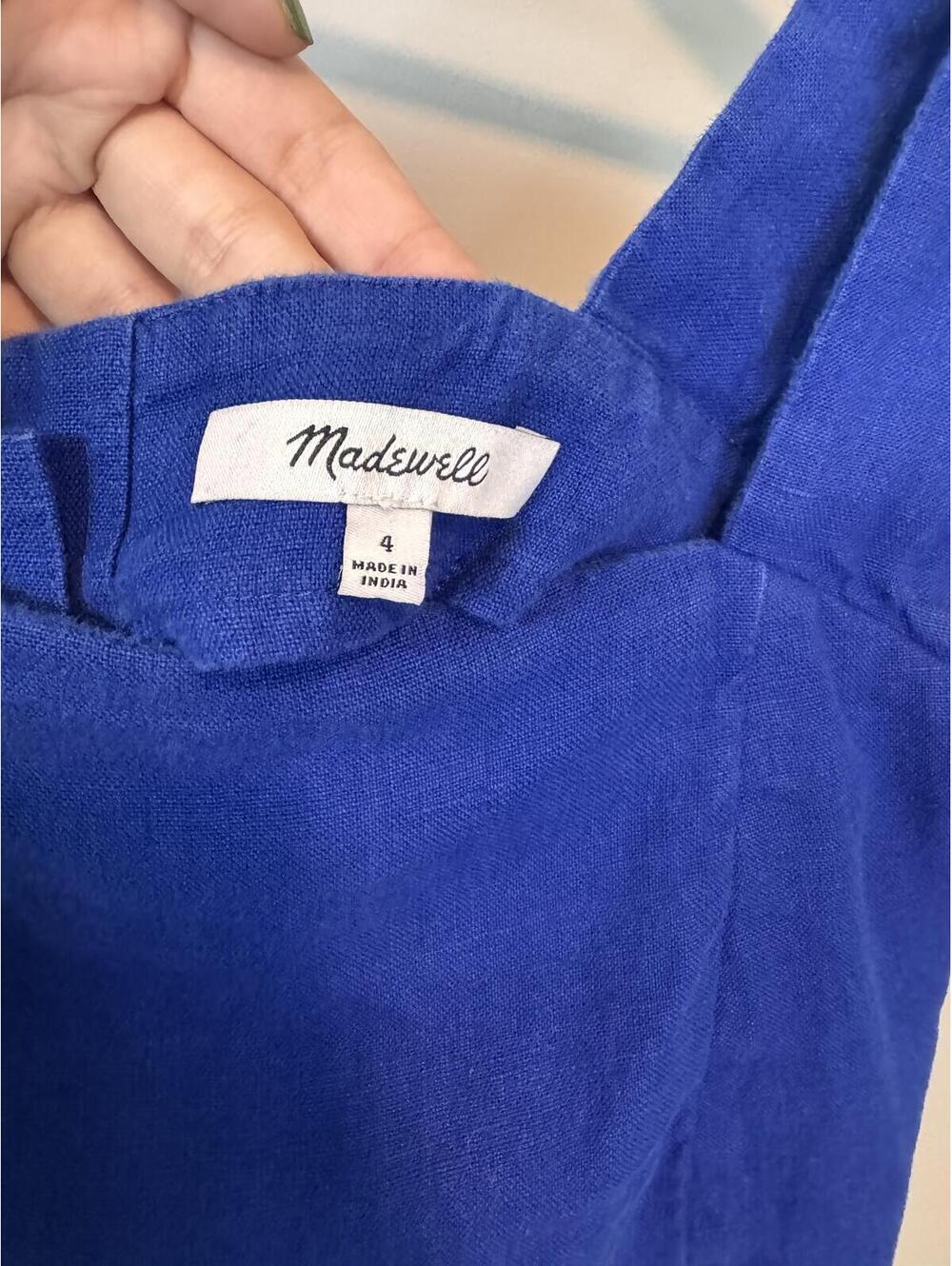 MADEWELL | Curved Neck Shell Tank 100% Linen Deep Sapphire 4th of July USA - Picture 6 of 8
